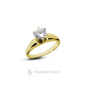 1.89ct F-SI2 Round Natural Diamond 18k  Classic Solitaire Engagement Ring - Picture 1 of 3