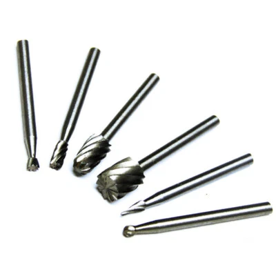 6PC Rotary Burr 1/8" Shank Routing Router Bit Mill Cutter HSS for Dremel - Image 1 of 4