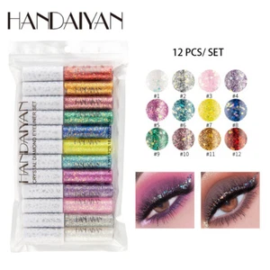 12pcs Glitter Eyeliner & Eye shadow Gift Set Metallic Liquid Liners Shimmer - Picture 1 of 4