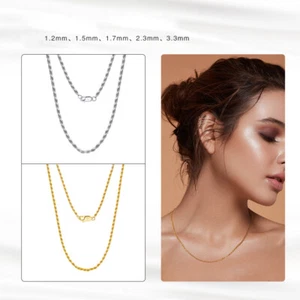 Collana donna uomo argento massiccio 925 catena corda attorcigliata gioielli raffinati - Foto 1 di 10