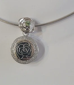 Vintage Sterling Silver and Pave Reversible Locket Choker Necklace Avon - Picture 1 of 7