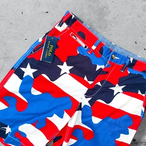 Polo Ralph Lauren USA Camo Red White Blue Chino Shorts sz 30 nwt - Picture 1 of 3