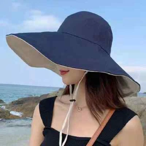 Sun Hat Wide Brim UV Protection Cap for Women Summer Double Sided Fisher Beach - Picture 1 of 12