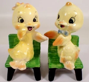 Juego de coctelera de sal y pimienta sentada pájaro pato antromórfico de colección Japón - Imagen 1 de 10