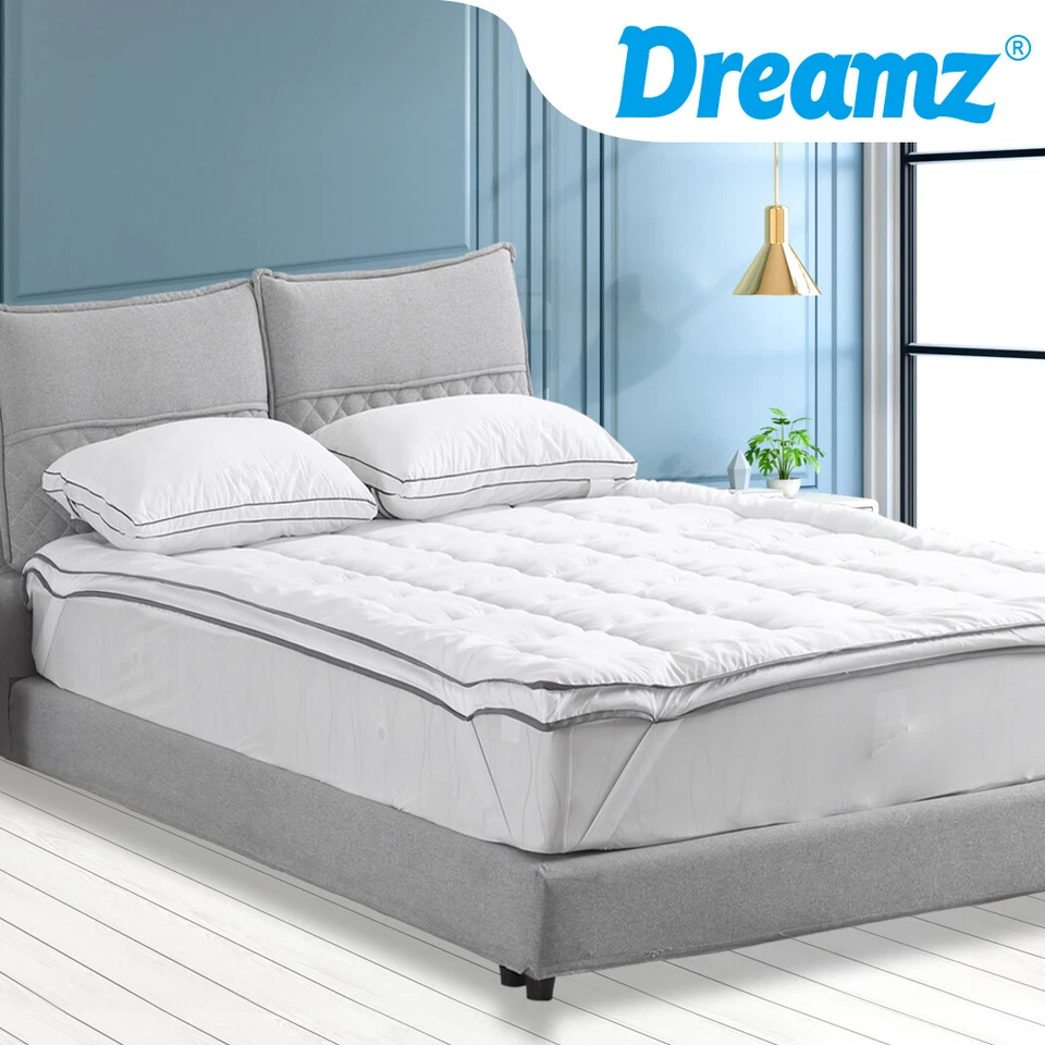 Dreamz Bedding Luxury Pillowtop Mattress Topper Mat Pad Protector Cover All Size