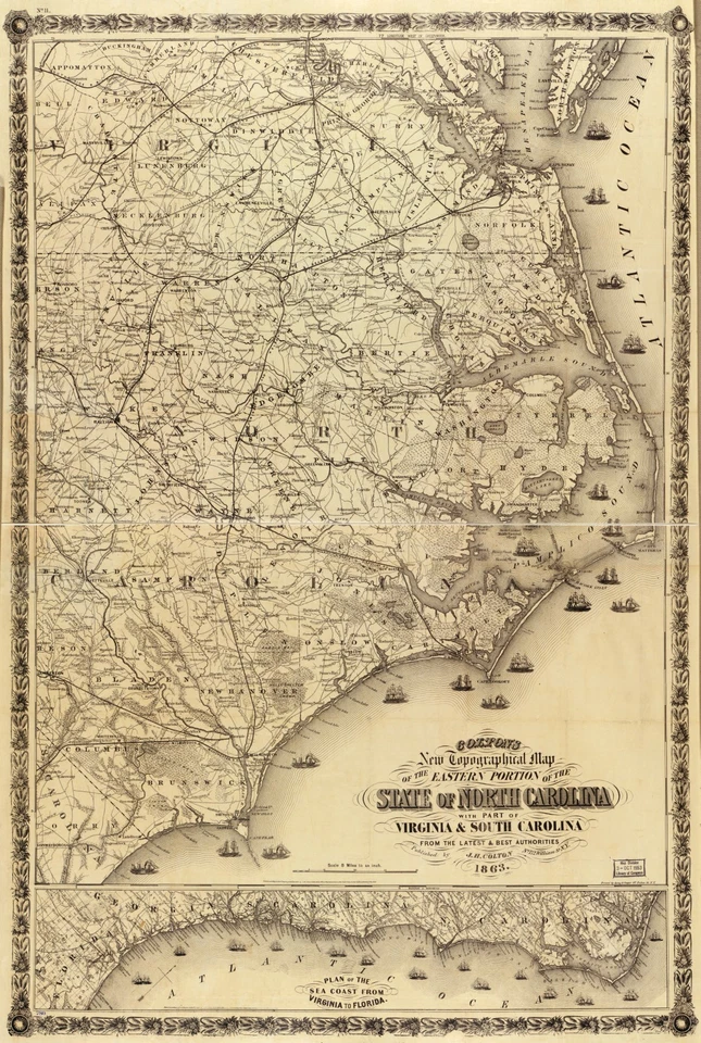 A4 Reprint of American Cities Towns States Map North Carolina - Image 1 of 1