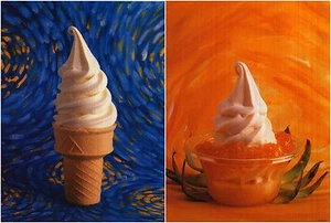 (2) Dessert Posters Ice Cream Cone+Pineapple Sundae Tasty Delight For Store New - Picture 1 of 3