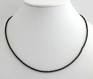 Schwarz Spinell Kette Edelsteinkette Fecettierte Collier 925 Silber ca.45 cm Neu - Bild 1 von 1