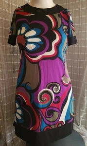 VTG Julian Taylor Women's size 6 Retro Style Short Psychedelic Print Dress #C-M - Picture 1 of 2