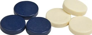 URIA STONE BACKGAMMON CHECKERS 1-1/4" DURCHMESSER FARBEN ELFENBEIN & BLAU - Bild 1 von 1