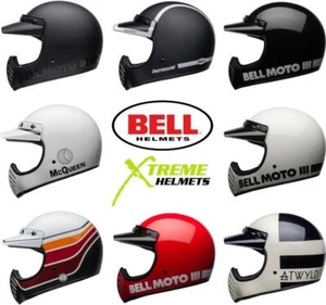 Bell Moto 3 Helmet Full Face Retro Vintage Fiberglass 5-snap Visor DOT XS-2XL - Picture 1 of 89