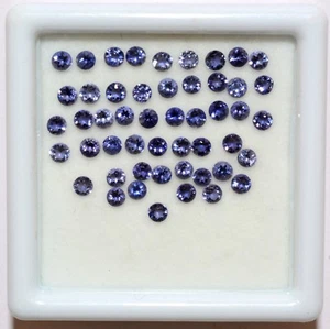 1,73 Cts Iolite Naturale Taglio Tondo 2,50 mm Lotto 25 Pezzi Tonalità Blu Gemme Sciolte - Foto 1 di 2