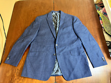 2023 JOSEPH ABBOUD Heritage Blue Sport Coat Suit Blazer 46L Linen Wool Peaked