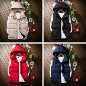 Chaleco acolchado con capucha para hombre Chaqueta acolchada Burbuja Chaleco Chaleco acolchado Invierno cálido - Imagen 1 de 11