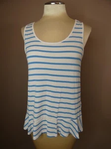 Draper James Women's S Modal Blend Striped Tank Ruffle Hem Blue & White - Picture 1 of 8