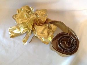 Vintage Modern Large Bow Christmas Holiday Glitter Gold Home Decorations VVPS - Picture 1 of 4