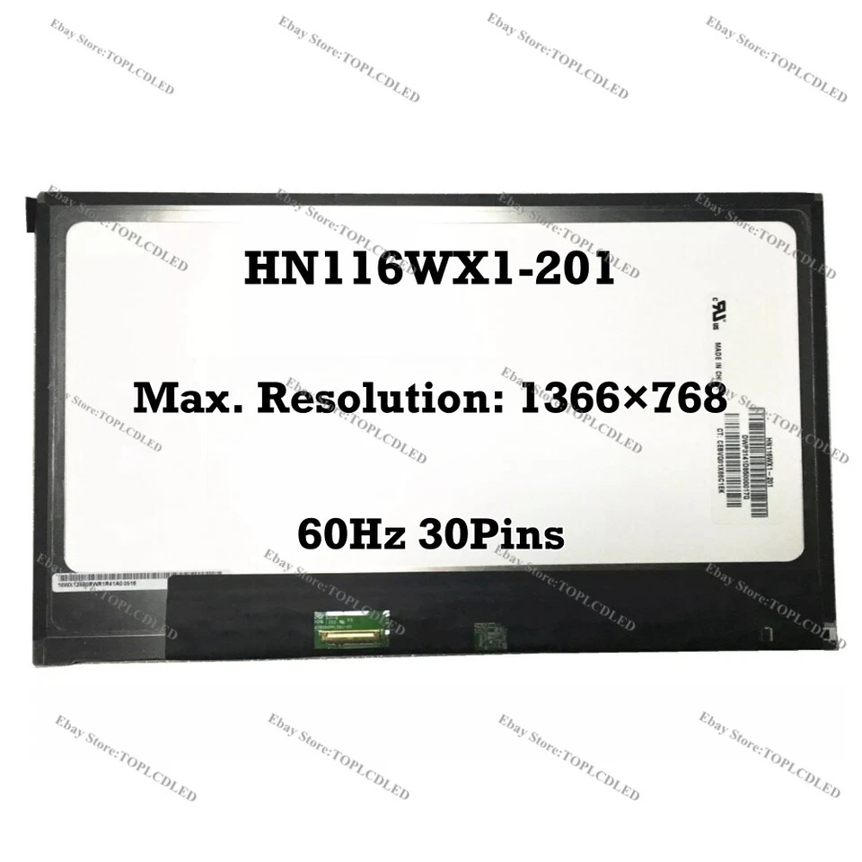HN116WX1-201 11.6 inch HD EDP 30 Pins LCD Screen Replacement Panel 60Hz IPS NEW - Image 1 of 1