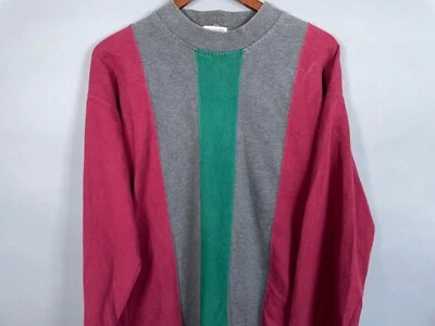 Sudadera De Colección Años 90 Colorblock Patrón Adulto Grande Rojo Oscuro Gris Ligera Foto 1 de 4