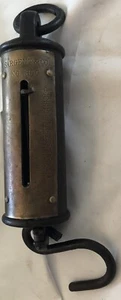 SARGENT ARMORED 300 LB CAST IRON AND BRASS HANGING SCALE - VINTAGE - Picture 1 of 7