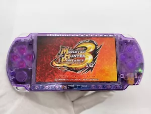 Sony PSP-3000 Playstation Portable Handheld Console Clear Purple Shell Custom - Picture 1 of 11