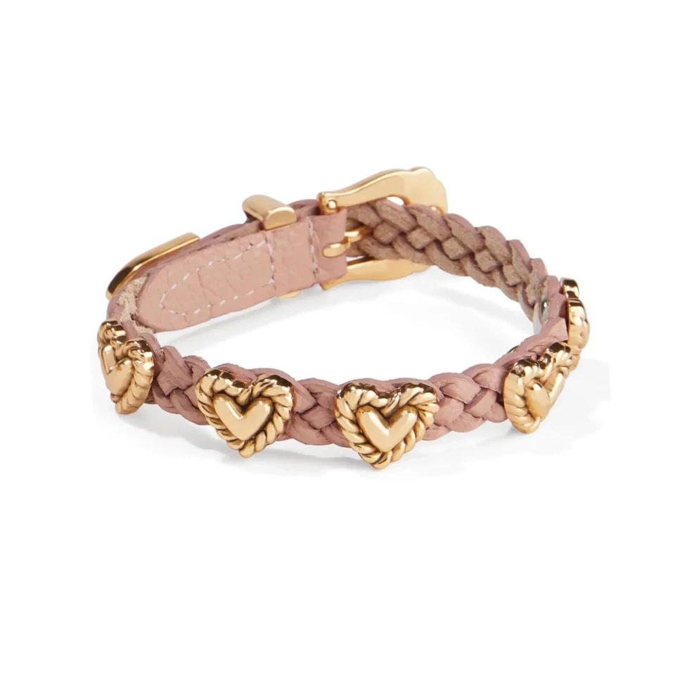 Brighton Roped Heart Braid Bandit Pink Sand Gold Bracelet Bag