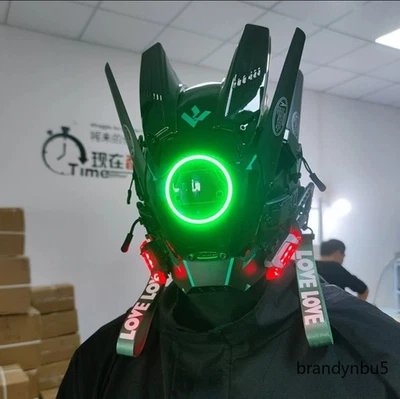 Cyberpunk Style Mechanical Tactical Luminous Mask Cosplay Party Prop Gift NEW - Image 1 of 4