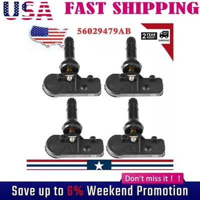 Sensor de presión de neumáticos 4 piezas 56029479ab TPMS para Dodge Jeep Wrangler Grand Cherokee Foto 1 de 4