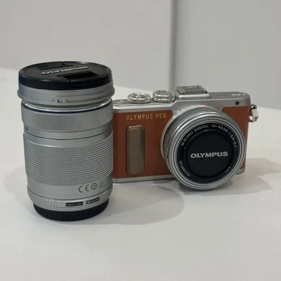 OLYMPUS PEN E-PL8 BROWN w/14-42mm & 40-150mm Lens Used from JAPAN - Image 1 of 4