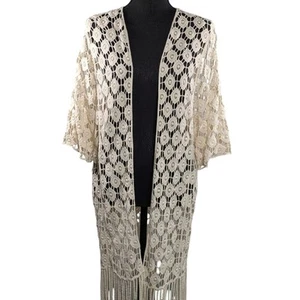 Rebellion Again Women's M Crochet Fringe Duster Boho Festival Western Chic - Bild 1 von 17