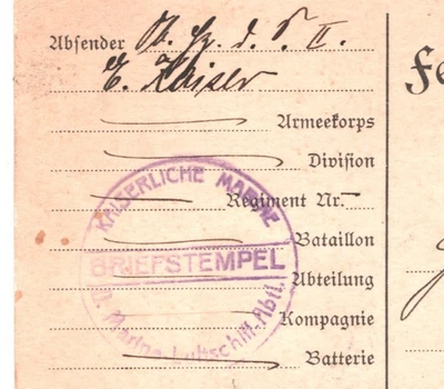 ZEPPELIN WW1 Card *MARINE LUFTSCHIFF* Abt Military Unit Cachet 1915 Namur KZ22 - Image 1 of 4