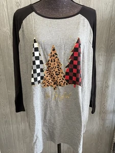 Holiday Time Women Size 1X Gray Christmas Shirt - Picture 1 of 7