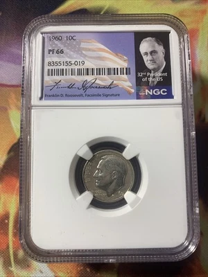 1960 Proof Roosevelt dime NGC PF 66 Portrait Label - Image 1 of 2