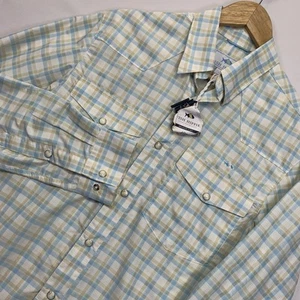 New Fish Hippie Shirt Men Small Performance Nylon Fishing Button Down Pearl Snap - Picture 1 of 13