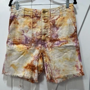 Pantalones Cortos Denim We the Free 2 Tie Dye Rave Botón Mosca Bermudas Tiro Alto Hippie - Imagen 1 de 11