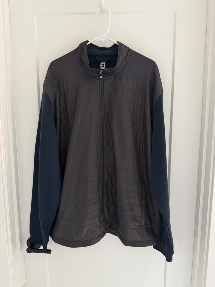 FootJoy Full-Zip Hybrid Golf Jacket - Insulted - Men’s XXL - Navy Blue & Black - Image 1 of 4