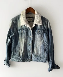 Ashley Vintage Charm Denim Jeansjacke - Sherpa Fleece gefüttert blau Damen Gr. L - Bild 1 von 11
