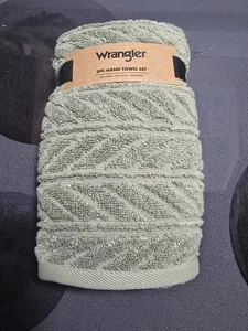 Wrangler 2 Piece Hand Towel Set BROOME GREEN Pattern - Picture 1 of 2