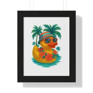 Tropische Ente Kunstdruck, Sommer Wanddeko, Spaß Strand Haus Deko - Bild 1 von 13