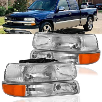 Clear Headlights For 1999-2002 Chevy Silverado 2000-2006 Tahoe Suburban 1500 - Image 1 of 4
