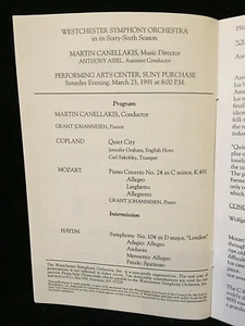 GRANT JOHANNESEN piano - Program Mar 1991 - Westchester, Purchase NY w/ TYPO! - Picture 1 of 2