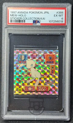 Pokemon 1997 Amada Sticker Collection Kai - Mew #388 Holo Sticker - PSA 6 EX-MT - Image 1 of 3