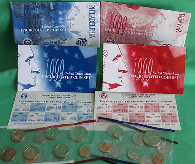 1999 P and D United States Mint Uncirculated 18 Coin Set BU Annual Set Complete - Image 1 of 4