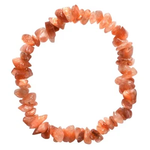 Premium CHARGED Sunstone Crystal Chip Stretchy Bracelet + Selenite Heart Charger - Picture 1 of 12