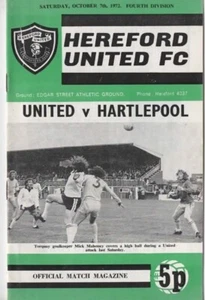 Oct 72 HEREFORD UNITED v HARTLEPOOL - Hereford's first season in the league - Picture 1 of 1