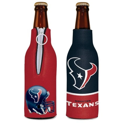 HOUSTON TEXANS BOTTLE HOLDER COOZIE KOOZIE COOLER WITH ZIPPER Cover