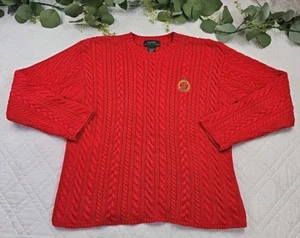 Maglione Lauren Ralph Lauren Rosso Maglia Cavo 100% Cotone Taglia S Hong Kong - Foto 1 di 7