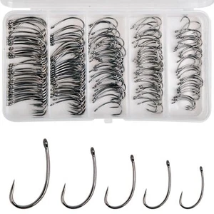 175pcs Barbless Fishing Hook KitsSmall Size Carp Fishing Hooks Curve Shank Cr... - Picture 1 of 7