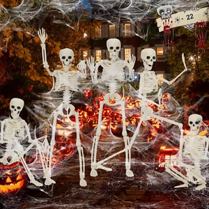 5 Pack Halloween Hanging Skeleton 16" Full Body Scary Outdoor Halloween Decor - Picture 1 of 12
