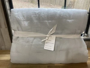 Pottery Barn Belgian Flax Linen Twin Comforter~Frost Blue - Picture 1 of 9