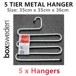 5x White Metal Hanger 5 Tiers Towel Cloth Clothes Trousers Skirts Hanging Holder - Picture 1 of 1
